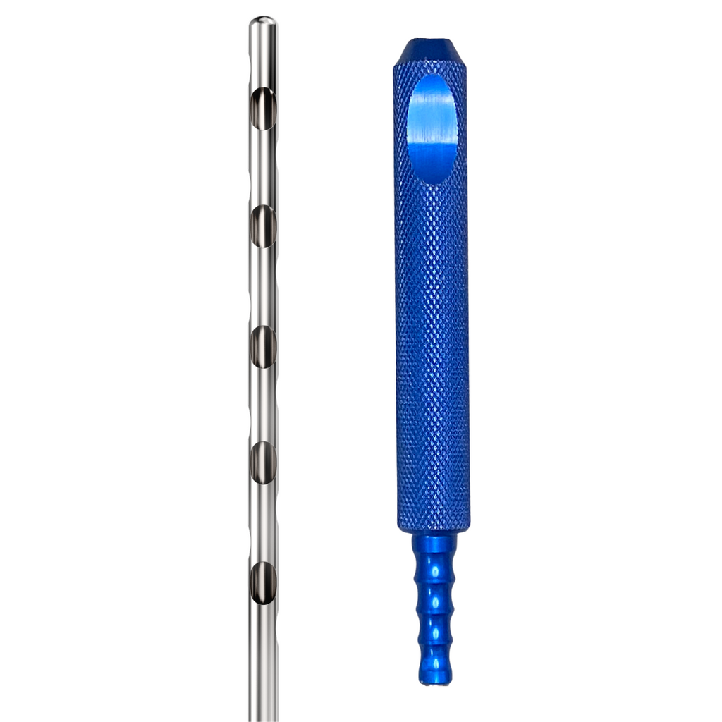 Bevel fifteen port cannula three fourth blue aluminum handle