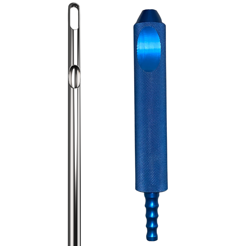 Harvest Four Hole Knurl Handle Blue