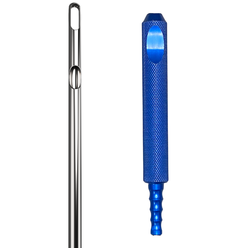 Four Hole Harvest three fourth inch handle knurl blue