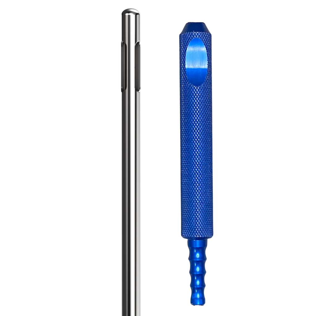 Mercedes Liposuction Cannula three fourth inch knurl blue handle